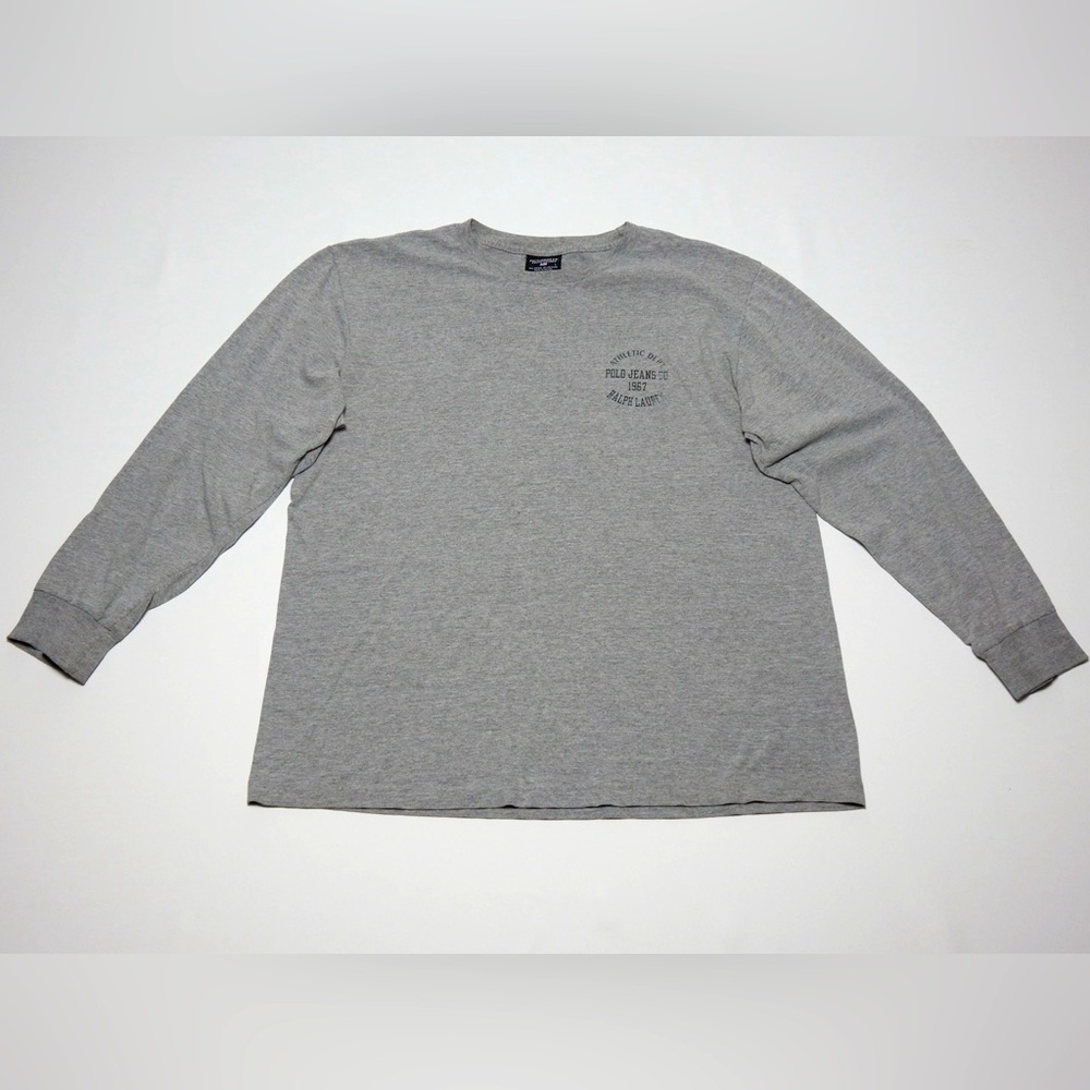 Vintage Polo Jeans Company Ralph Lauren 67 T-shirt M Gray Long Sleeve Mens Y2K - Picture 4 of 9